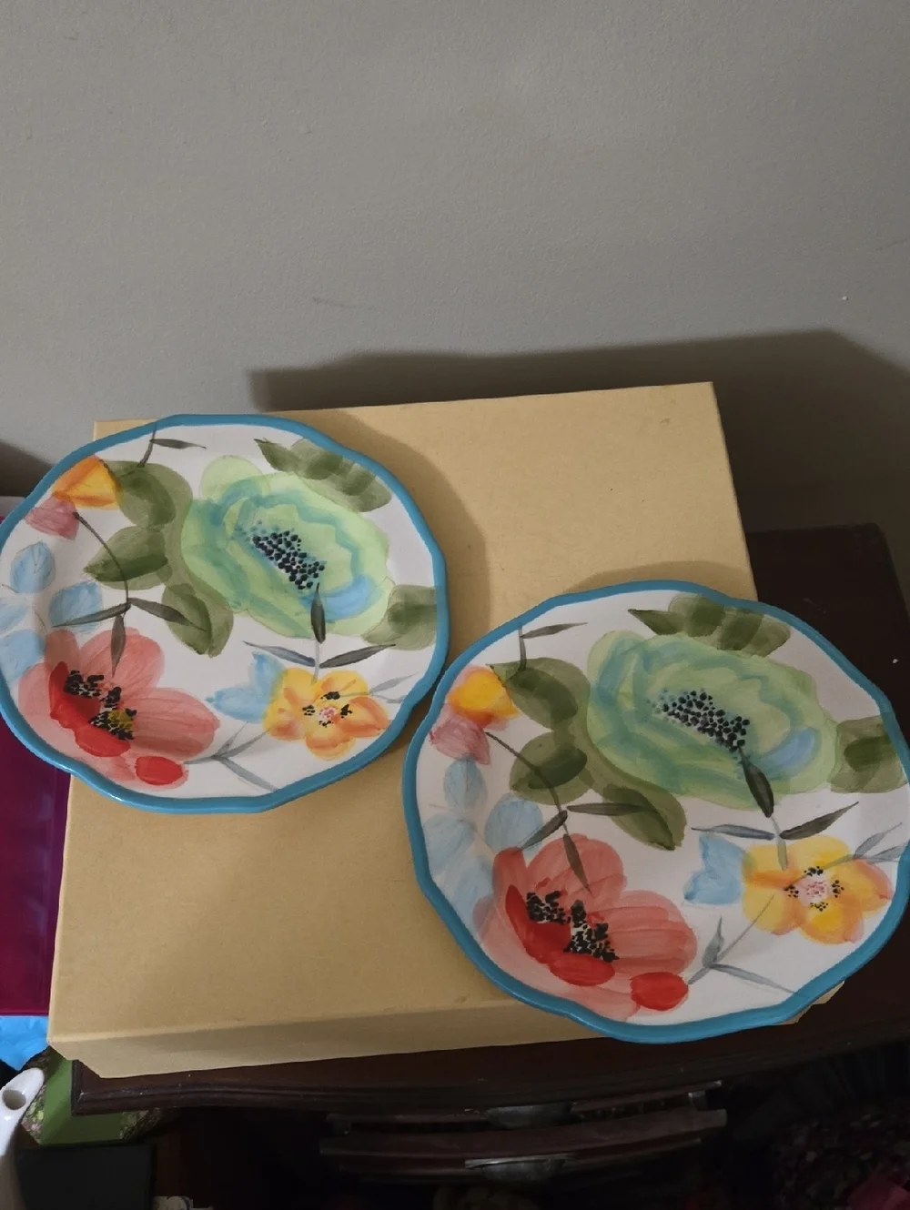 The Pioneer Woman Turquoise Floral Salad Plate - Vintage Bloom Set of 2 NWT